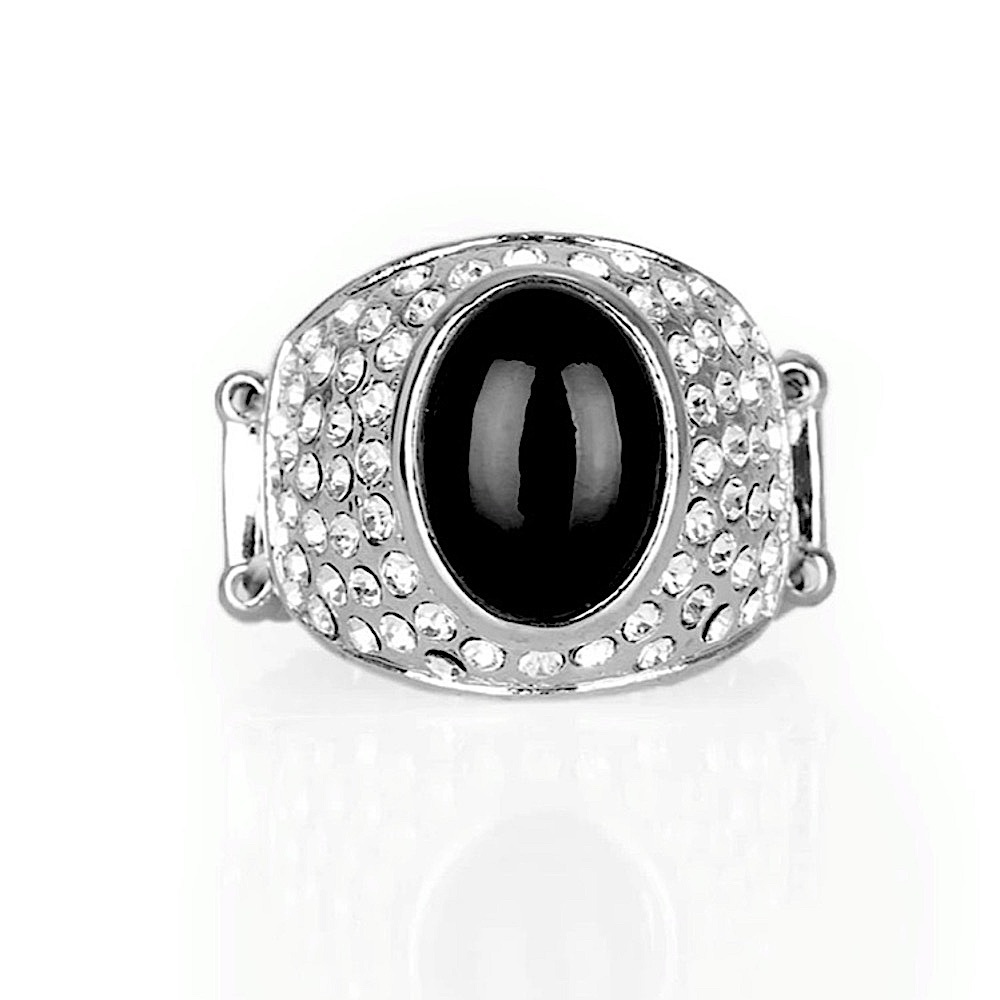 Glittering go getter black ring